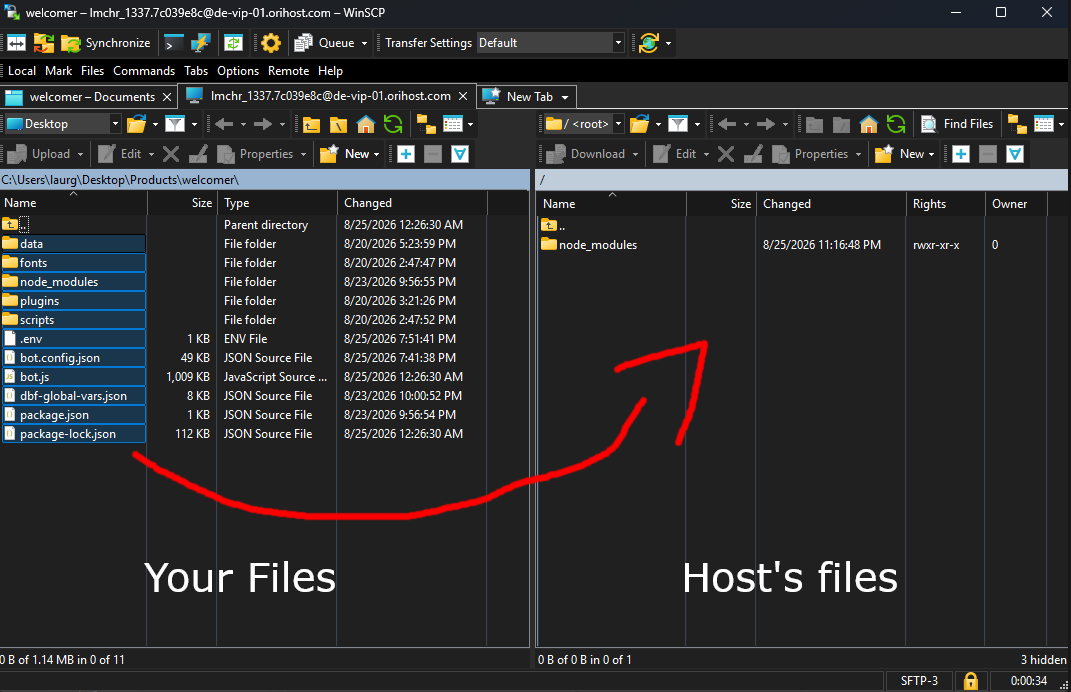 Upload files to host
